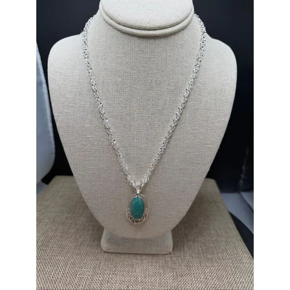 Jay King Sterling Silver Amazonite Pendant Necklace New in Box